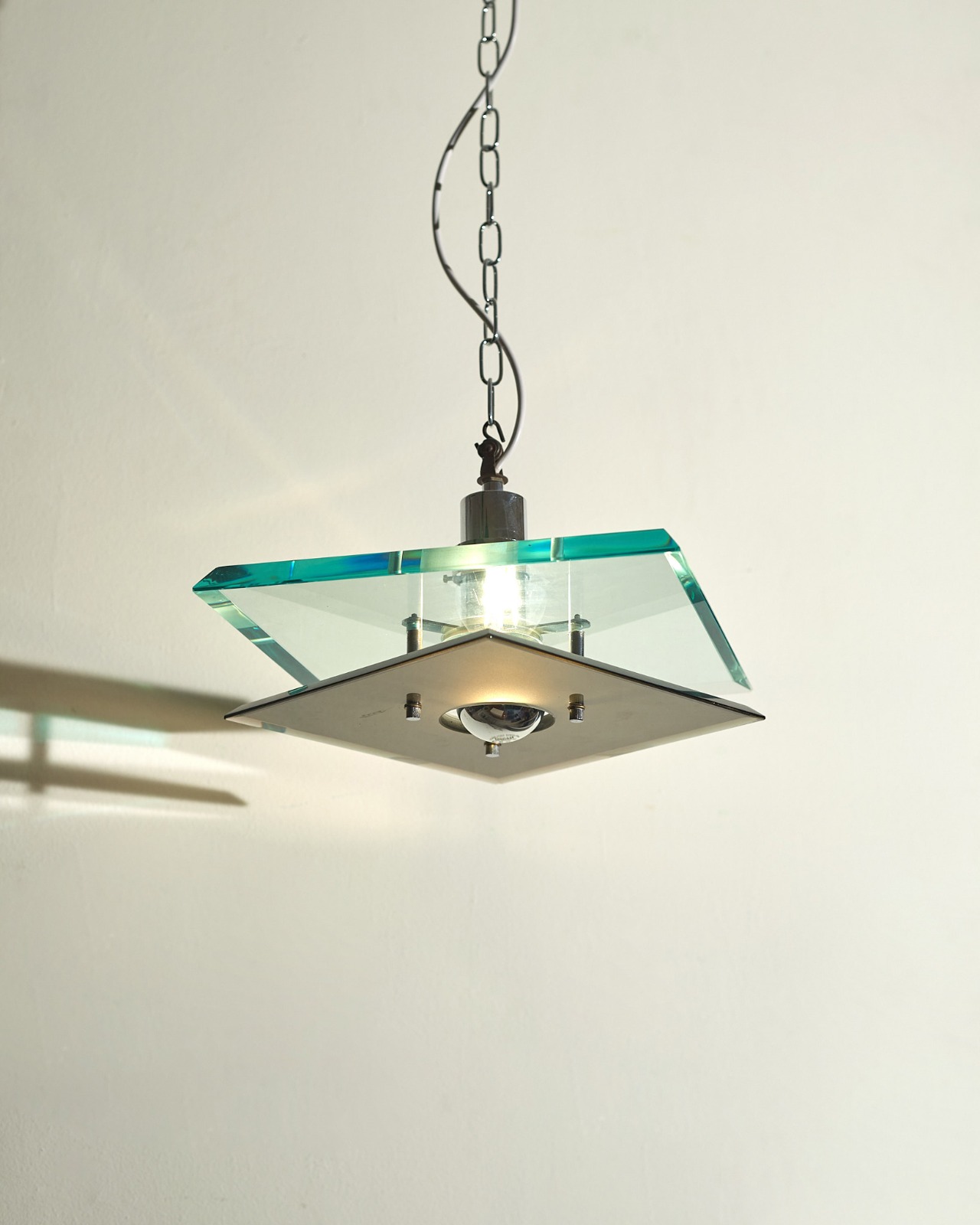 Fontana Arte Glass Metal Pendant Lamp 70S